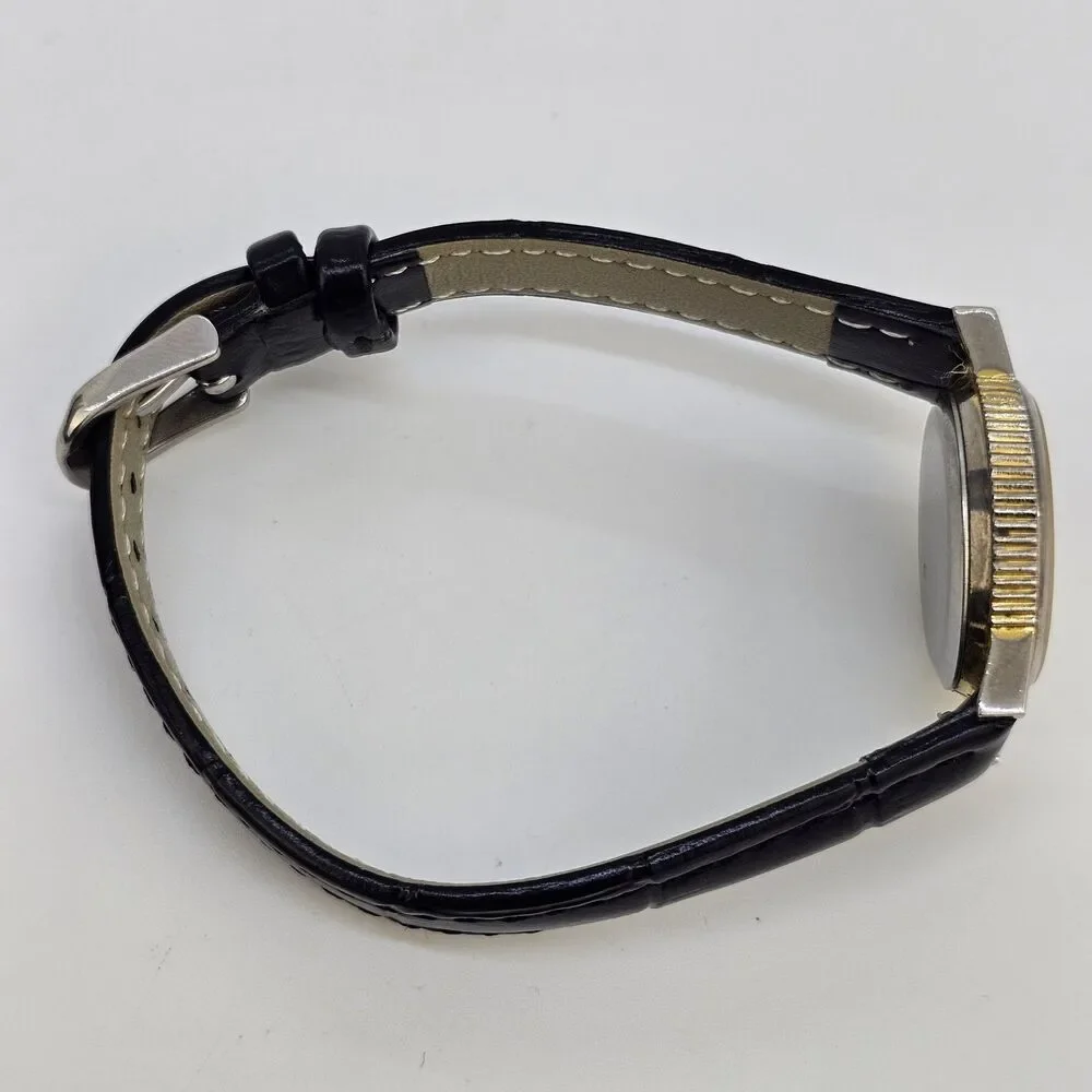 VTG Pierre Nicol Women Watch 24MM Cream Dial New Black Leather Bands New Battery